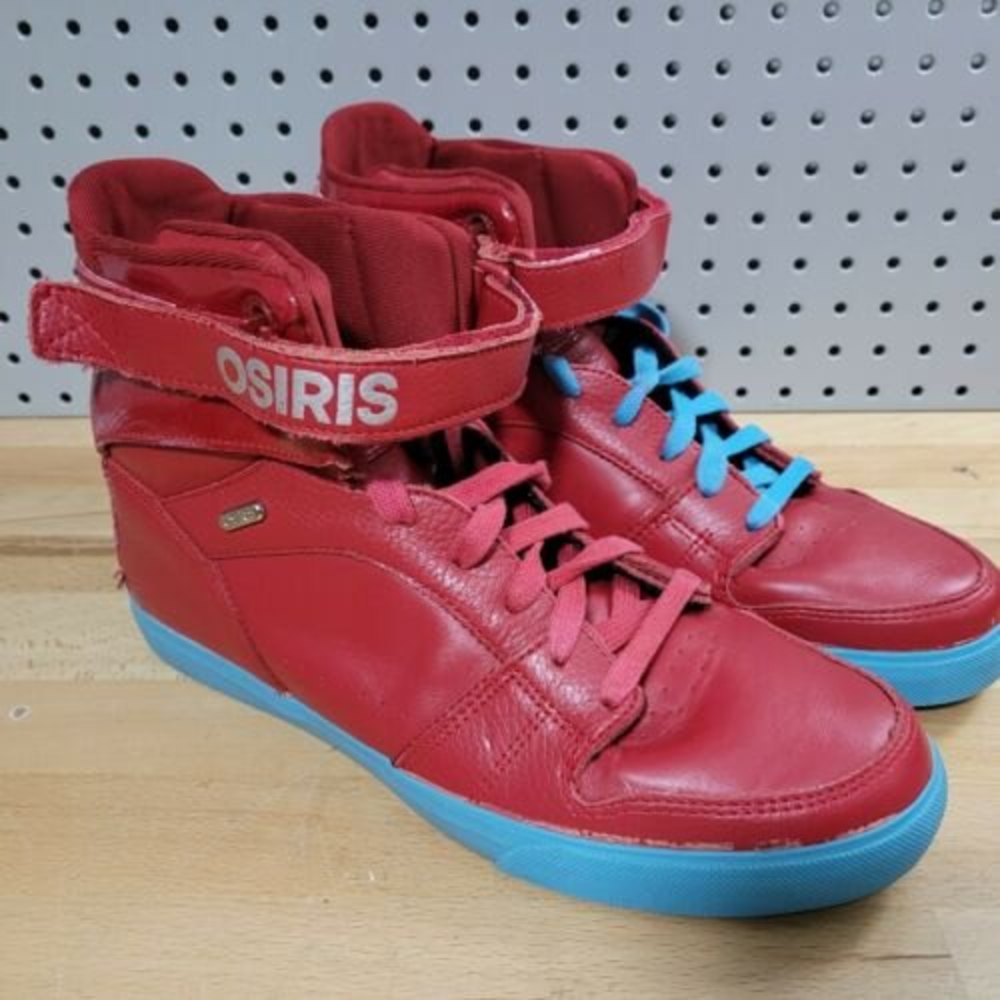Osiris Mens 13 Rhyme! Remix Lace Up Skateboarding Shoes Sneakers Red Leather
